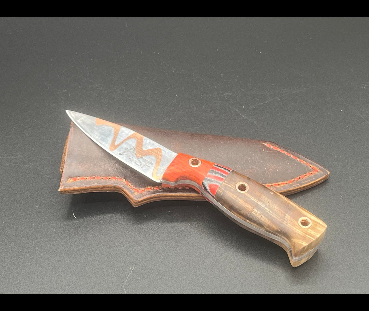 Damascus & Copper Go Mai 2.75" Drop Point EDC
