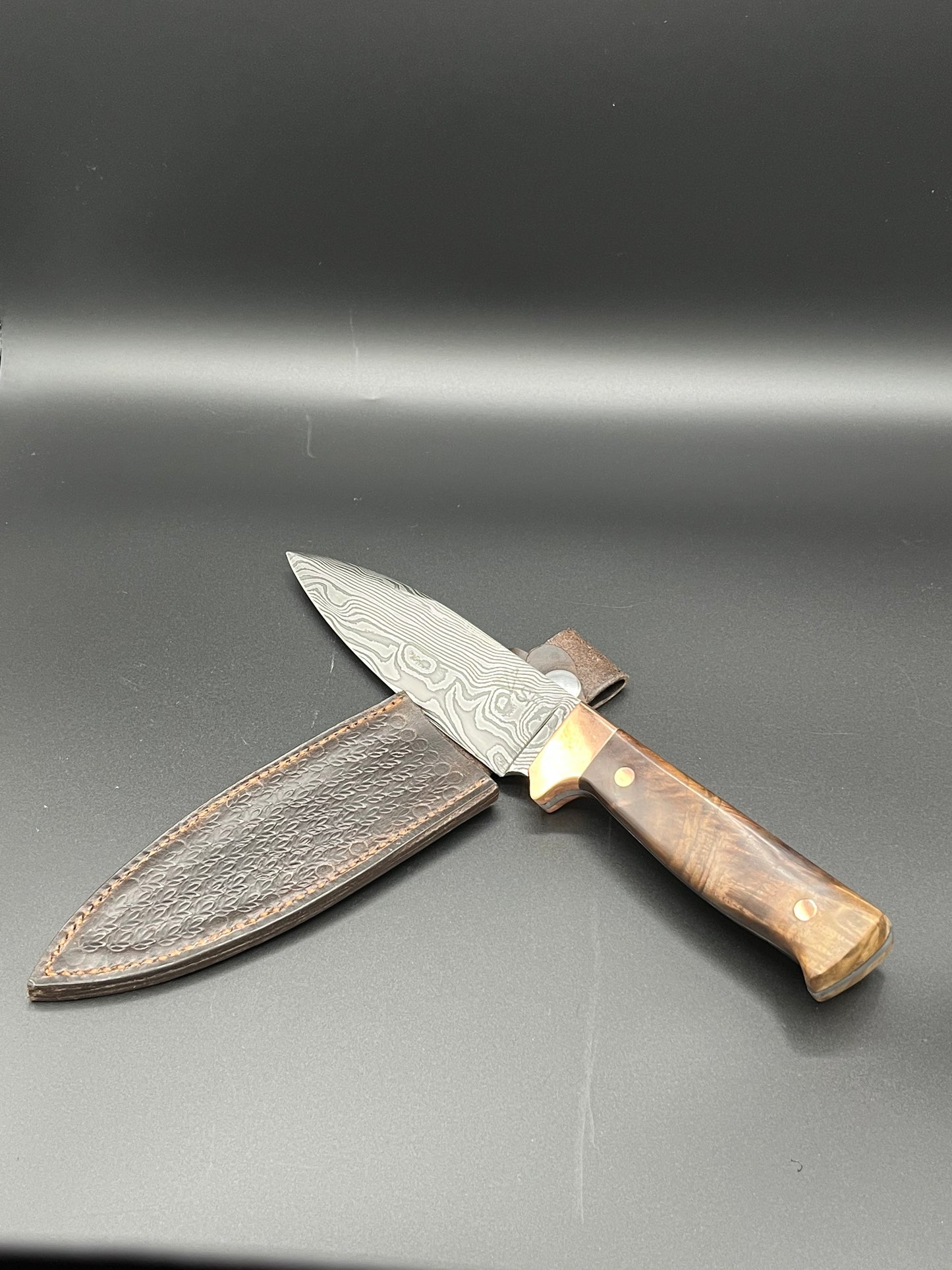 64 Layer Lazy Twist Damascus 5.5" Drop Point Hunter Knife 008