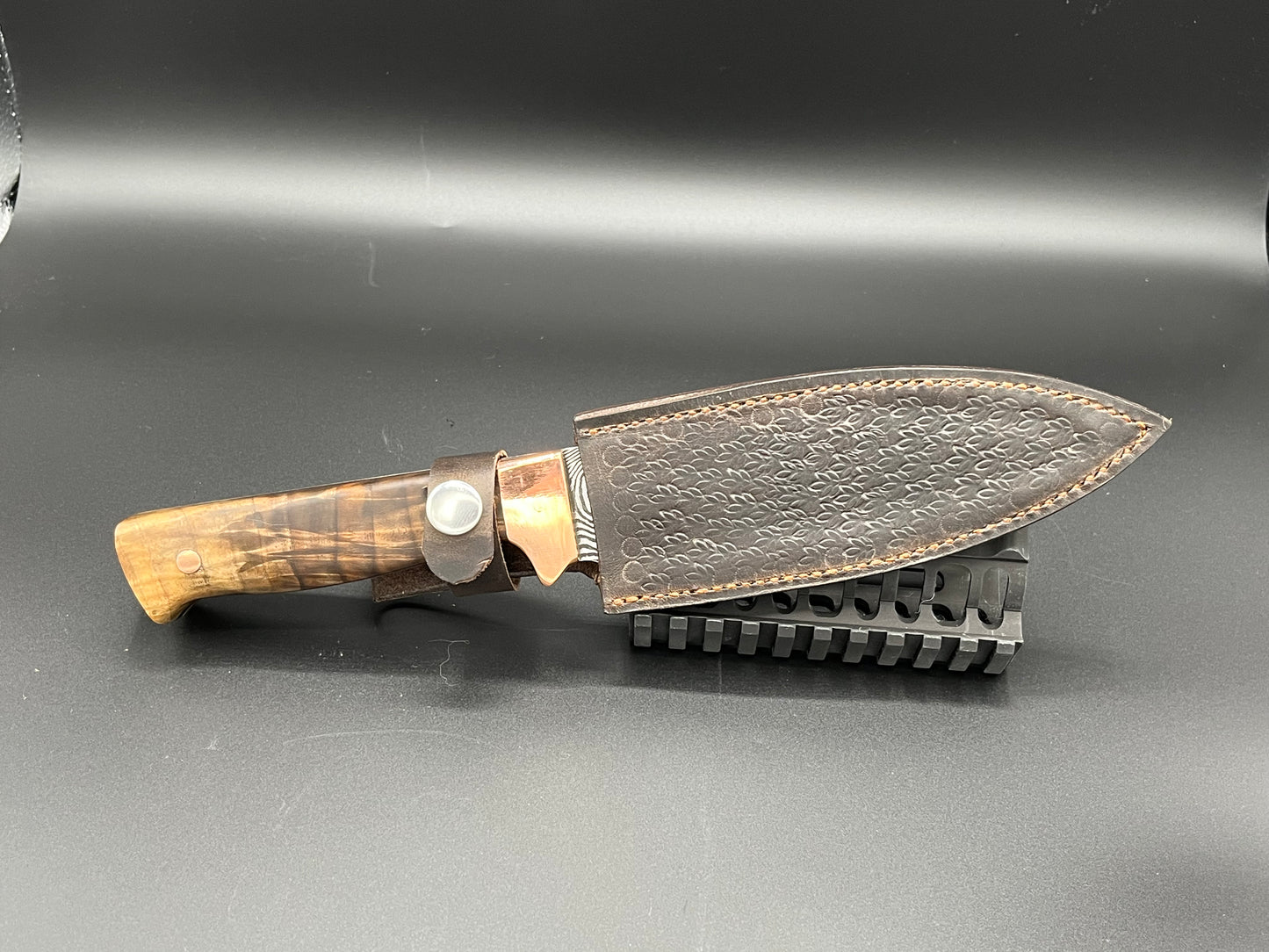 64 Layer Lazy Twist Damascus 5.5" Drop Point Hunter Knife 008