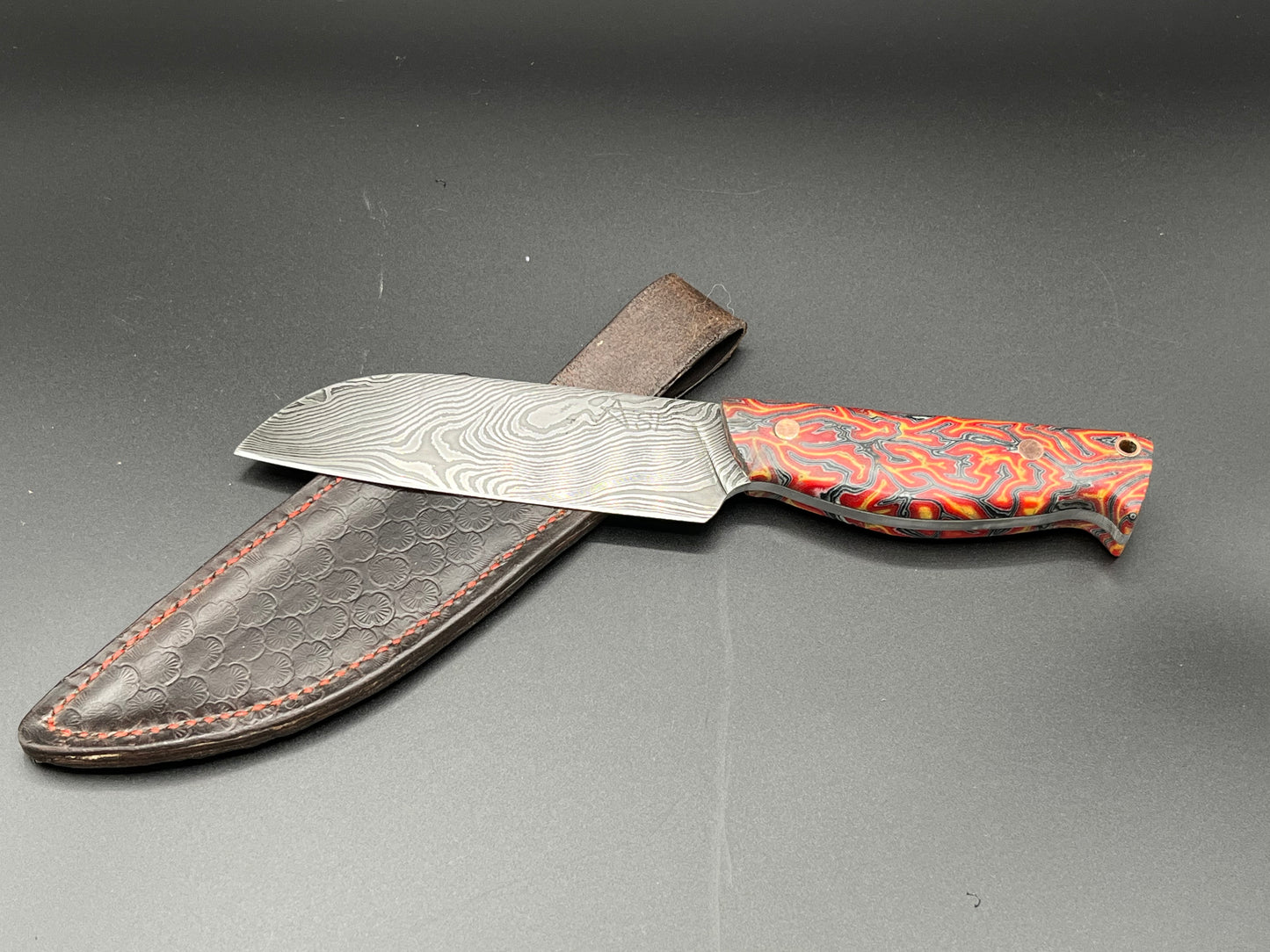 64 Layer Lazy Twist Damascus 5" Sheepsfoot Knife 007