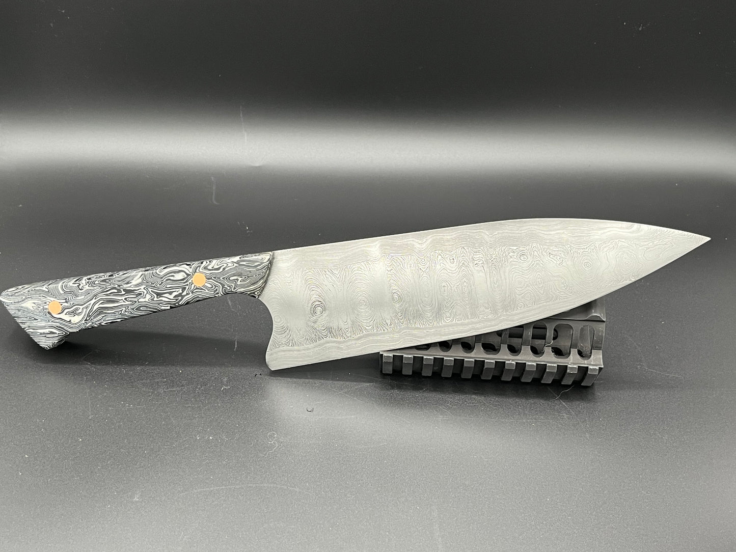 1440 Layer Modified Ladder Pattern Damascus 8.5" Chef's Knife 004